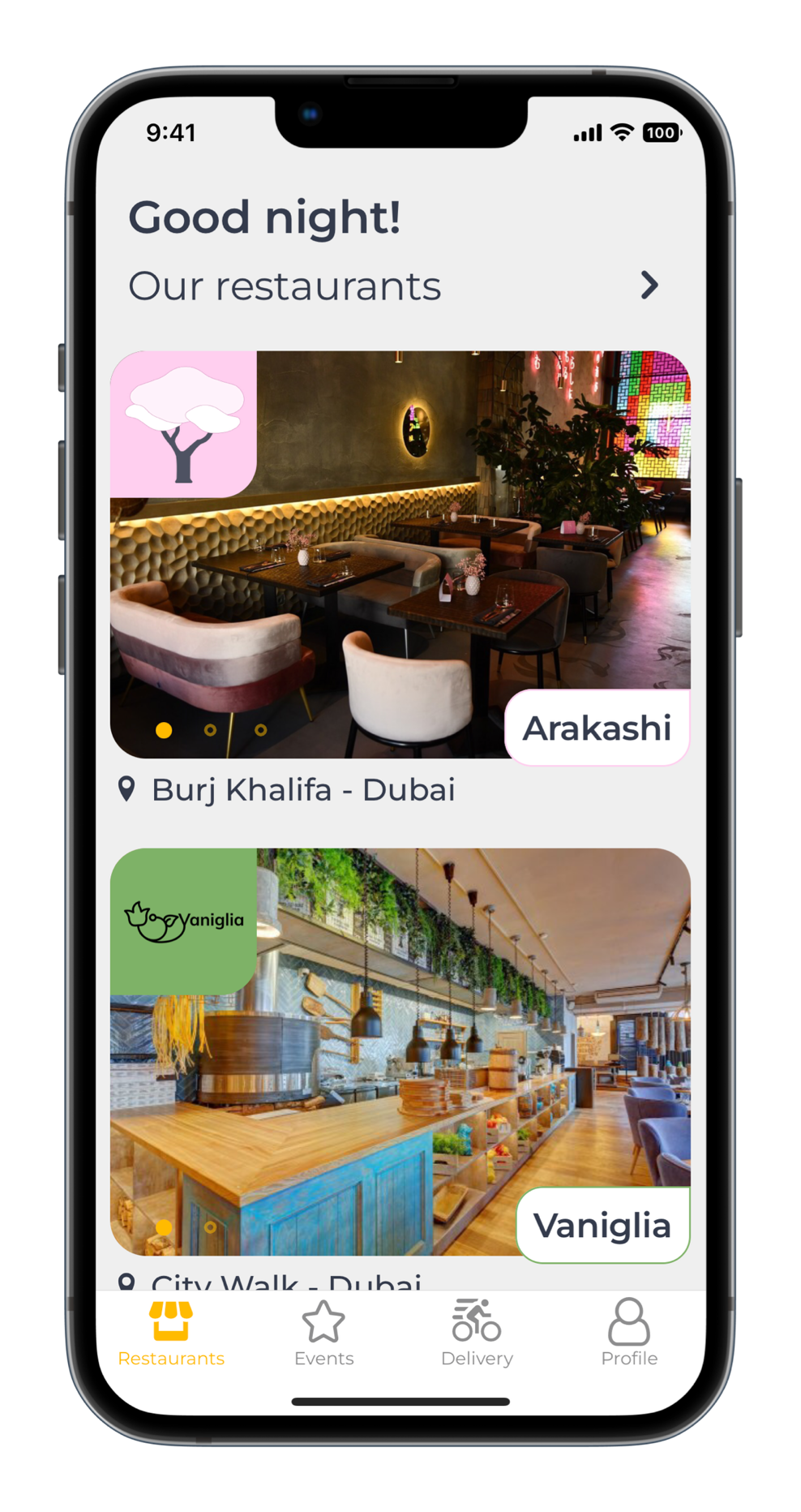 restaurant mobile application